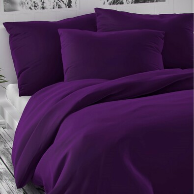 Saténové povlečení Luxury Collection tmavě fialová, 140 x 200 cm, 70 x 90 cm