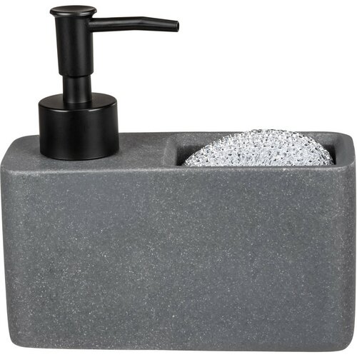 Dozator săpun Wenko Resa cu spațiu pentru burete gri,