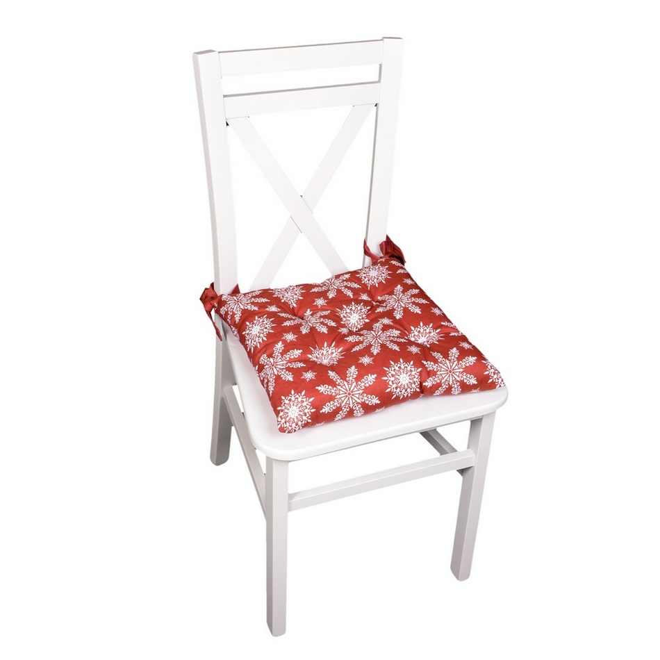 Pernă de scaun de Crăciun Fulgi, roșu, 40 x 40 cm casă