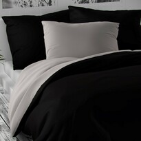 Luxury Collection szatén ágynemű, fekete/világosszürke, 140 x 200 cm, 70 x 90 cm