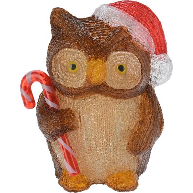 Vánoční LED dekorace Candy owl, 24 cm