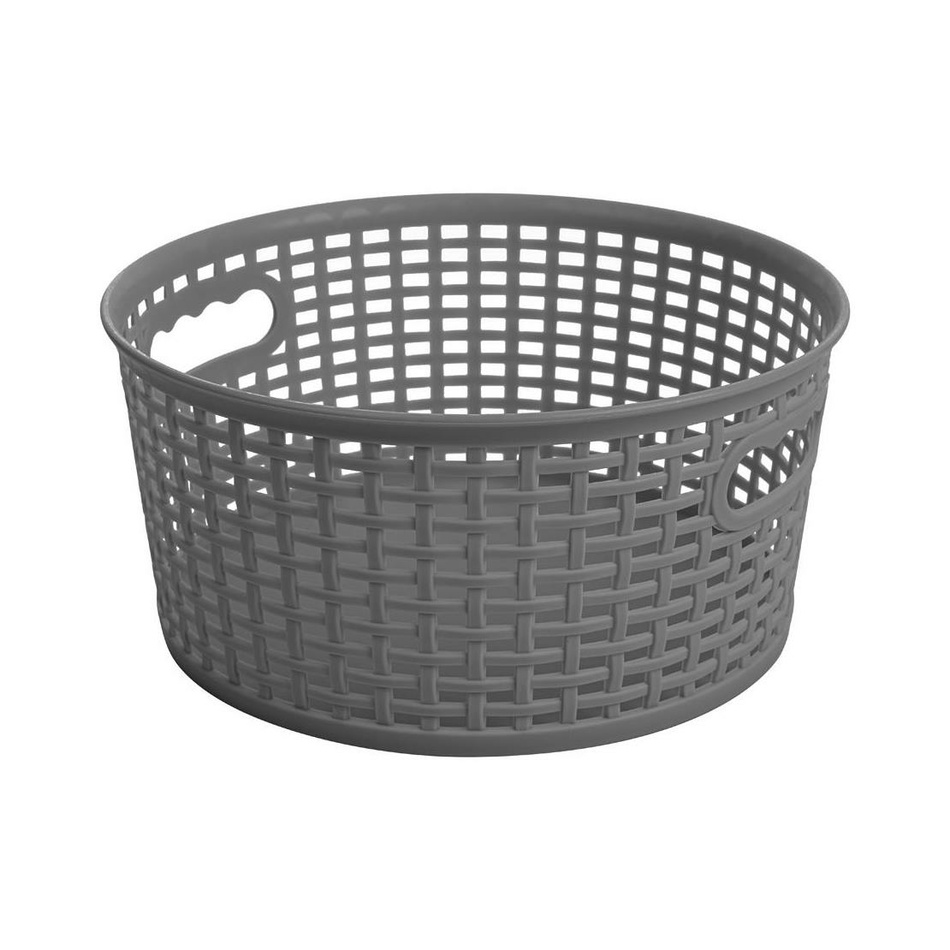 Okrúhly košík RATTAN CLASSIC 4,5 l, tm. sivá