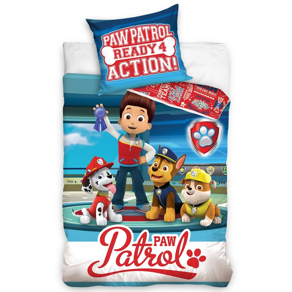 Obrázok CARBOTEX -  CARBOTEX Obojstranné obliečky PAW PATROL Ready 4 Action, 140/200+70/90, PAW195027