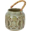 Porcelanowa latarnia z bambusowym uchwytem 14,5 x
