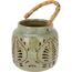 Lucerna porcelánová s bambusovým madlem 14,5 x 14 cm, zelená