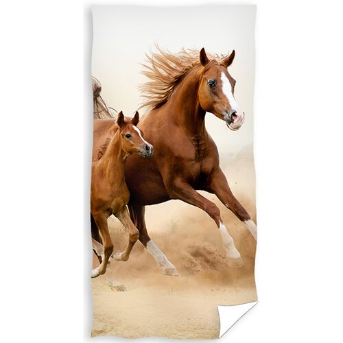 Osuška Kôň Ryžiak a žriebä, 70 x 140 cm