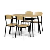 Set de sufragerie Industrial cu 4 scaune,  110 x70 x 76 cm, maro