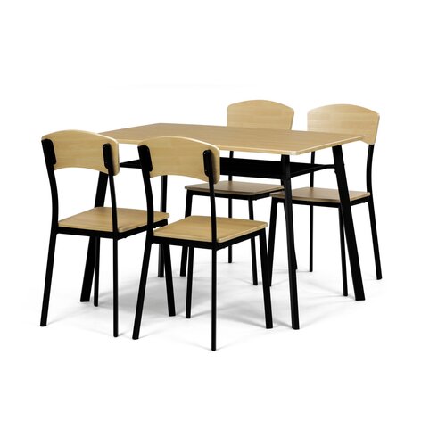 Set de masă Industrial cu 4 scaune, 110 x 70 x 76cm, maro