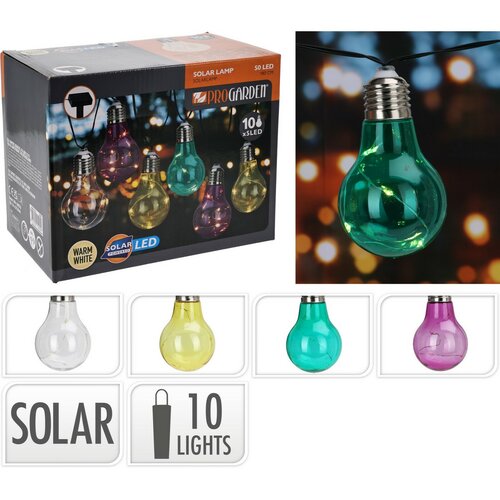 ProGarden łańcuch solarny Żarówki kolorowy, 2 m, 10 x 5 LED