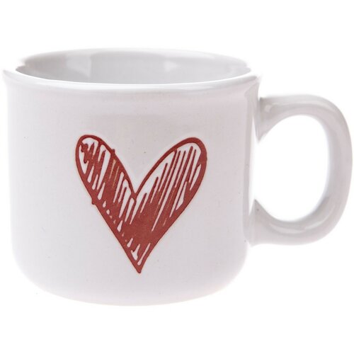 Komplet 6 keramičnih skodelic Heart II, 90 ml,rdeče