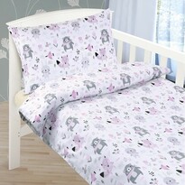 Бавовняна постільна білизна для дитячого ліжечка Звірята, 90 x 135 см, 45 x 60 см