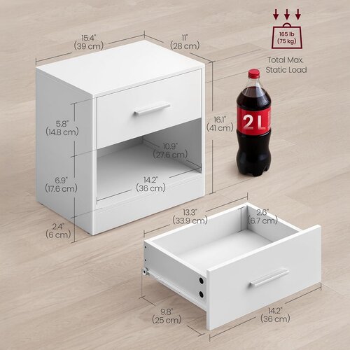 Set nočných stolíkov E1081 WT, biela, 2 ks