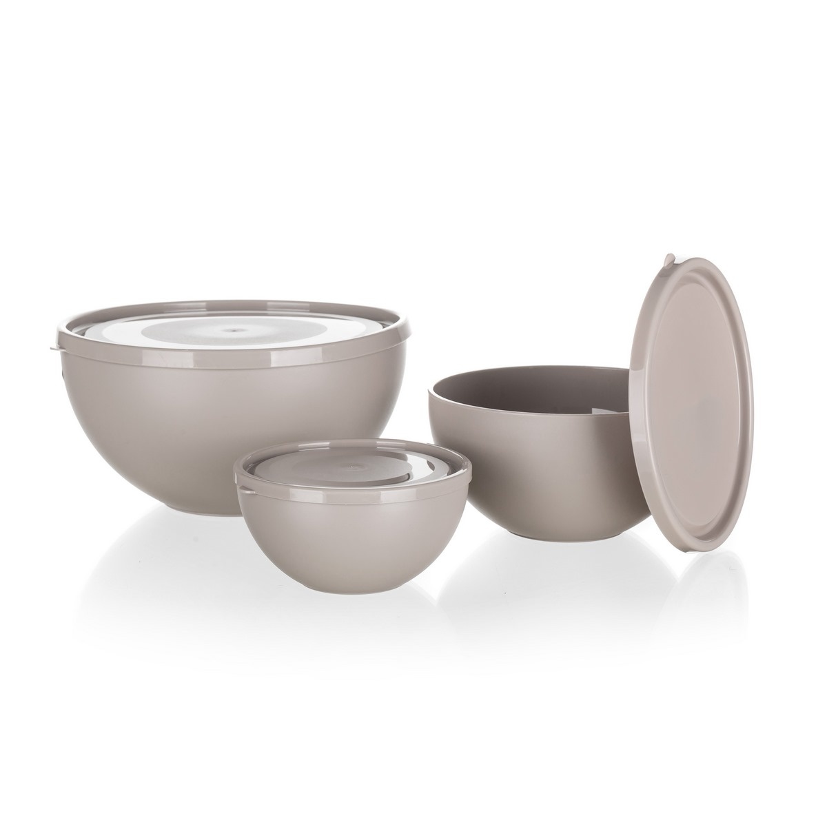 Set boluri de plastic cu capac Banquet Culinaria0,2 / 0,5 / 1,2 l, gri
