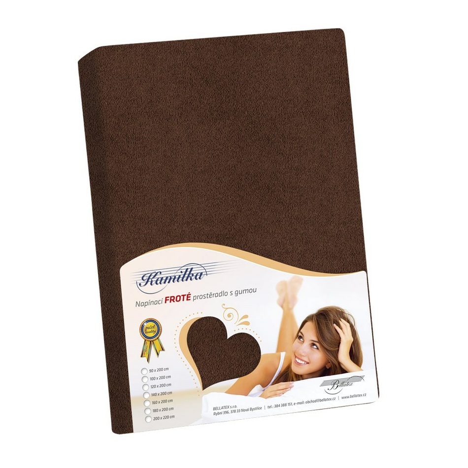 Fotografie Prostěradlo froté 200x220 cm tmavě hnědá