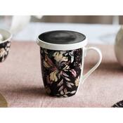Altom Porcelánový hrnek s víčkem Black Lily, 300 ml