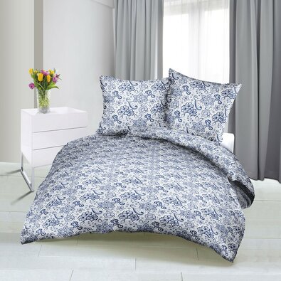 Lenjerie de pat din satin Trandafir, albastru, 140 x 200 cm, 70 x 90 cm
