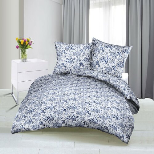 Lenjerie de pat din satin Trandafir, albastru, 140 x 200 cm, 70 x 90 cm