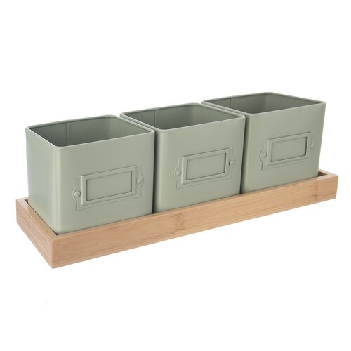 Orion Blechübertöpfe mit Untersetzer Greenish , 37 x 13,5 x 12 cm