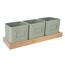 Set ghivece de metal cu suport Orion Greenish, 37 x 13,5 x 12 cm