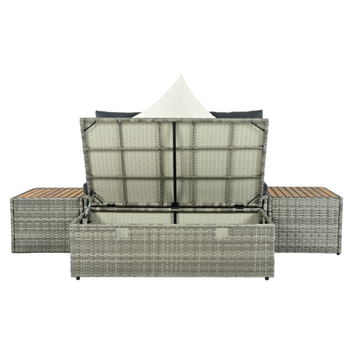 Set rattan de grădină DEBRA, gri/natural/crem