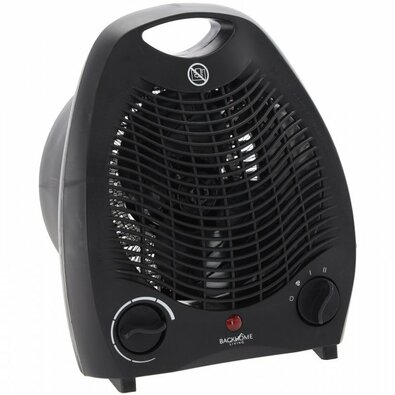 Elektrické topení s ventilátorem a bezpečnostním spínačem, černá