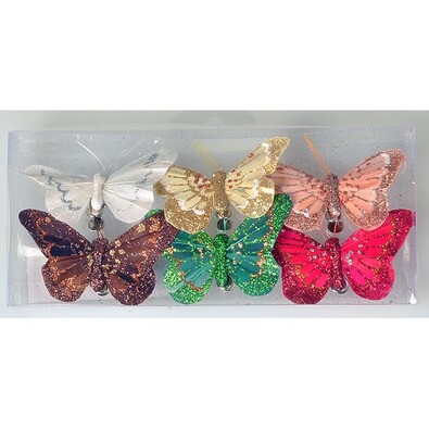 Komplet metuljev na sponki 8 cm, 6 kosov