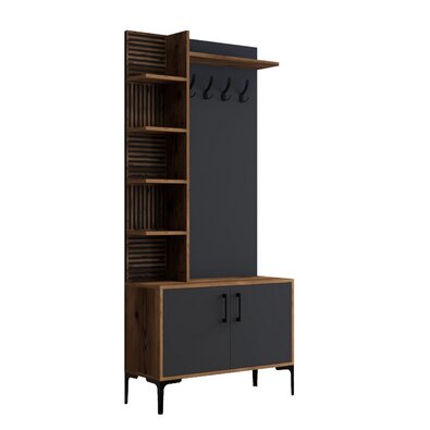 Viyana Walnut and, Anthracite faliakasztó  cipőtartóval és polcokkal