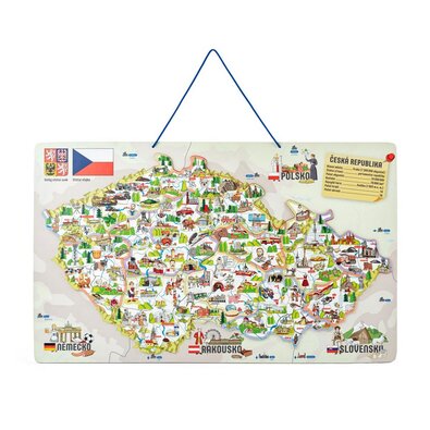 Harta magnetică Woody a Republicii Cehe 3in1