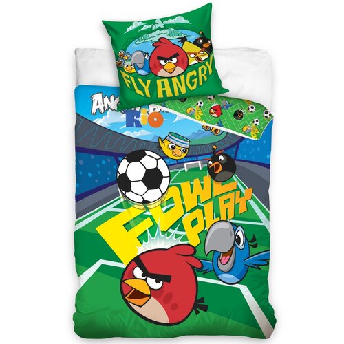Lenjerie din bumbac pentru copii Angry  Birds Fotbal, 140 x 200 cm, 70 x 80 cm