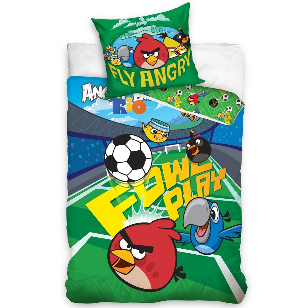 Tip Trade Detské bavlnené obliečky Angry Birds Futbalový, 140 x 200 cm, 70 x 90 cm