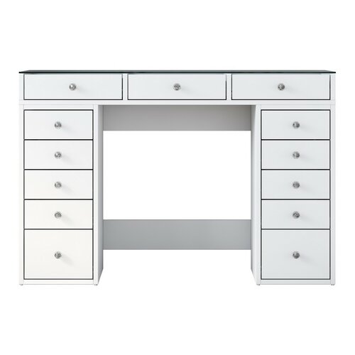 Stolik kosmetyczny Grace White ze szklanym blatem