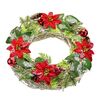 Vánoční zdobený věnec Poinsetie a proutí, 30 cm