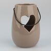 Sfeşnic ceramic de agăţat, Inimă, maro, 14,5 cm