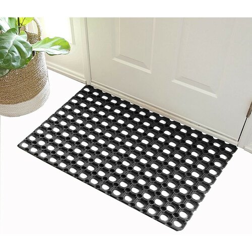 HOME ELEMENTS Prešita predpražna preproga, črna,40 x 60 cm