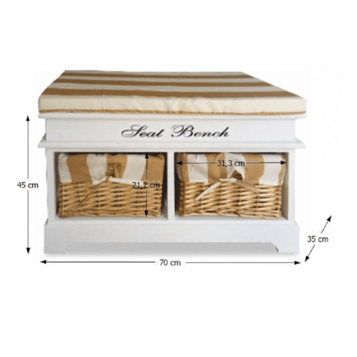 Klopa z odlagalnim prostorom Bench 4, medena, 70 x35 x 45 cm