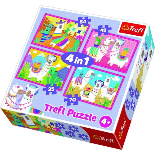 Trefl Puzzle Szczęśliwe lamy, 4 elementy