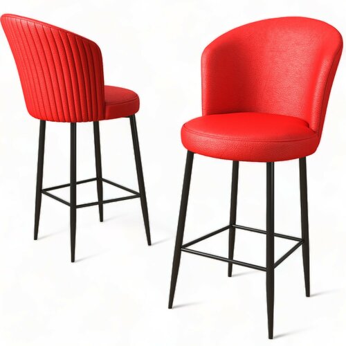 Barstuhl-Set Uras Red and Black, 6 Stück