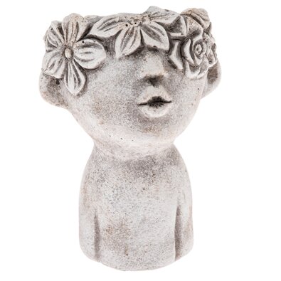 Container de beton pentru ghiveci Cap cu flori, 25x 17 cm