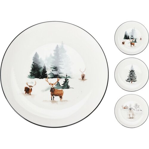 Farfurie întinsă din porțelan Winter Deer , 27 x 2,6 cm