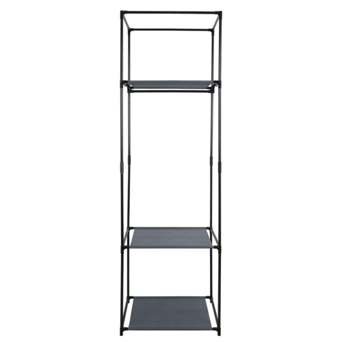 Šatníkový regál ALBUS, kov a látka, černá