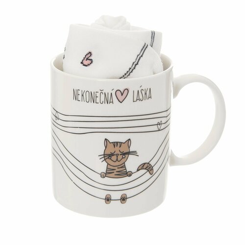 Kubek ceramiczny Orion Wieczna miłość Kot, 0,35 l + prezent Skarpetki
