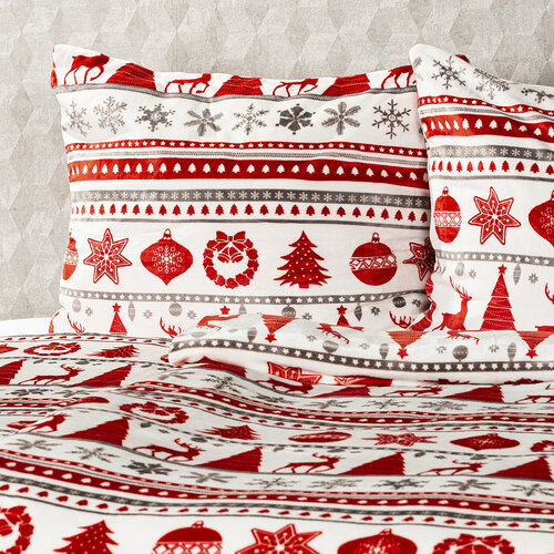 4Home Świąteczna pościel mikroflanela Christmas  Time czerwony, 160 x 200 cm, 70 x 80 cm