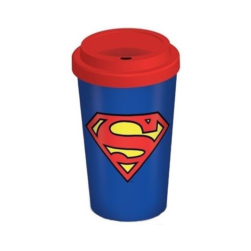 Superman Hrnček cestovný s viečkom 340 ml, modrá