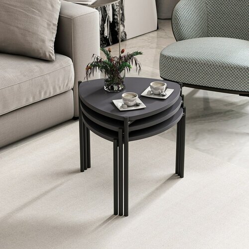 Set de măsuțe Lenny Anthracite, 3 bucăți