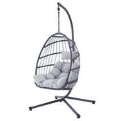 Autronic Hängesessel, Metall, Polyrattan, grau, AZ-V 1269GREY
