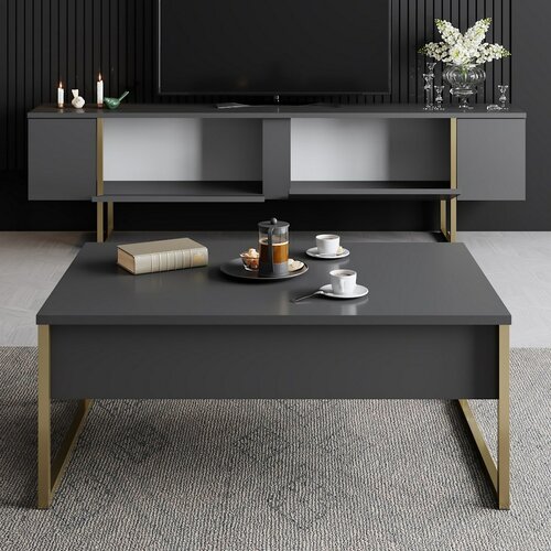 Luxe Anthracite and Gold TV-asztal