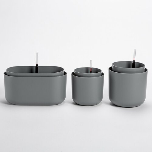 Jardinieră cu auto-irigare Plastia, gri,31 x 16 cm