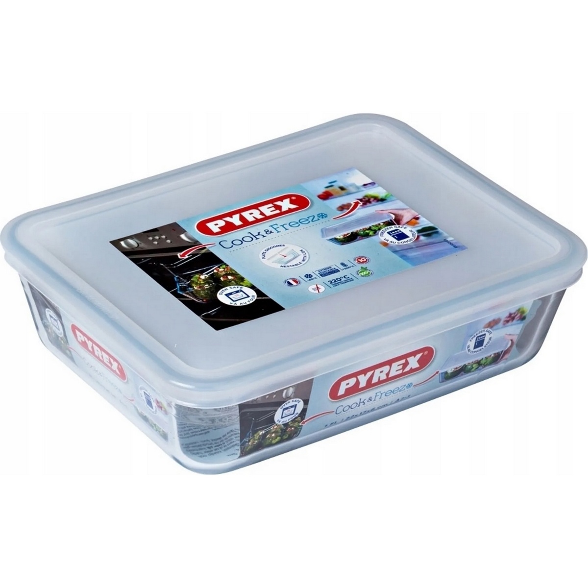 Pyrex Szklany pojemnik Cook & Freeze 1,5 l, 22 x 17 x 6 cm, 1,5 l