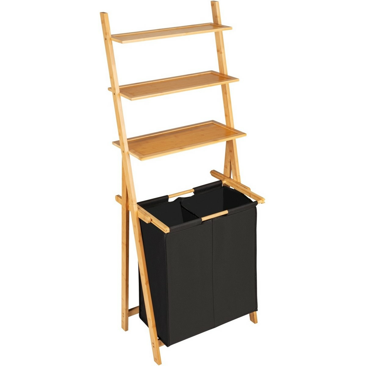 Wenko Rebríkový regál s košom na bielizeň Ecori, 152 x 35 x 57 cm