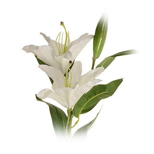Umetna cvetlica Lilia velkokvetna bela, dvacvetova i popek, v. 84 cm